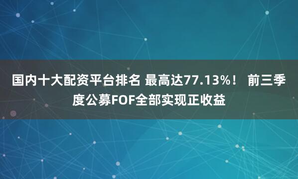 国内十大配资平台排名 最高达77.13%！ 前三季度公募FOF全部实现正收益